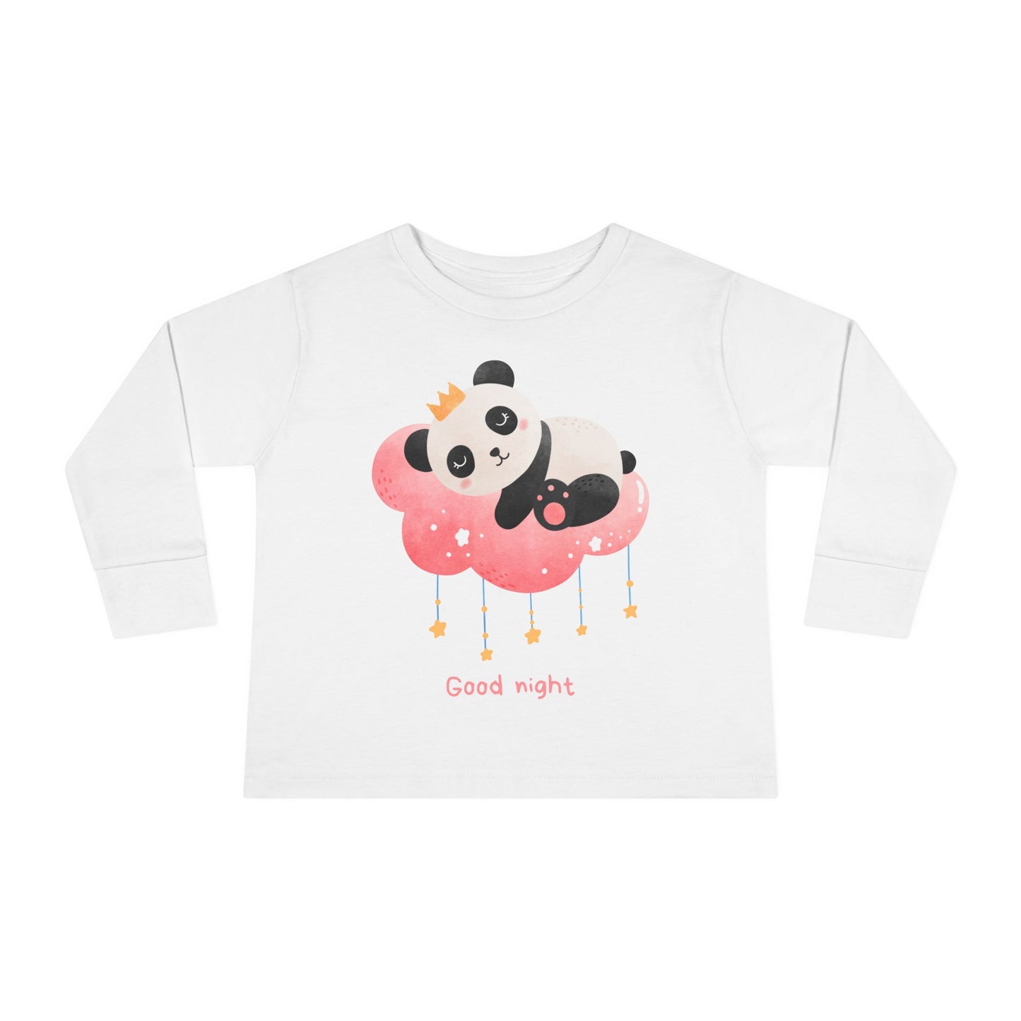 Cute Panda Toddler Long Sleeve Tee, Toddler Apparel, Goodnight Tee