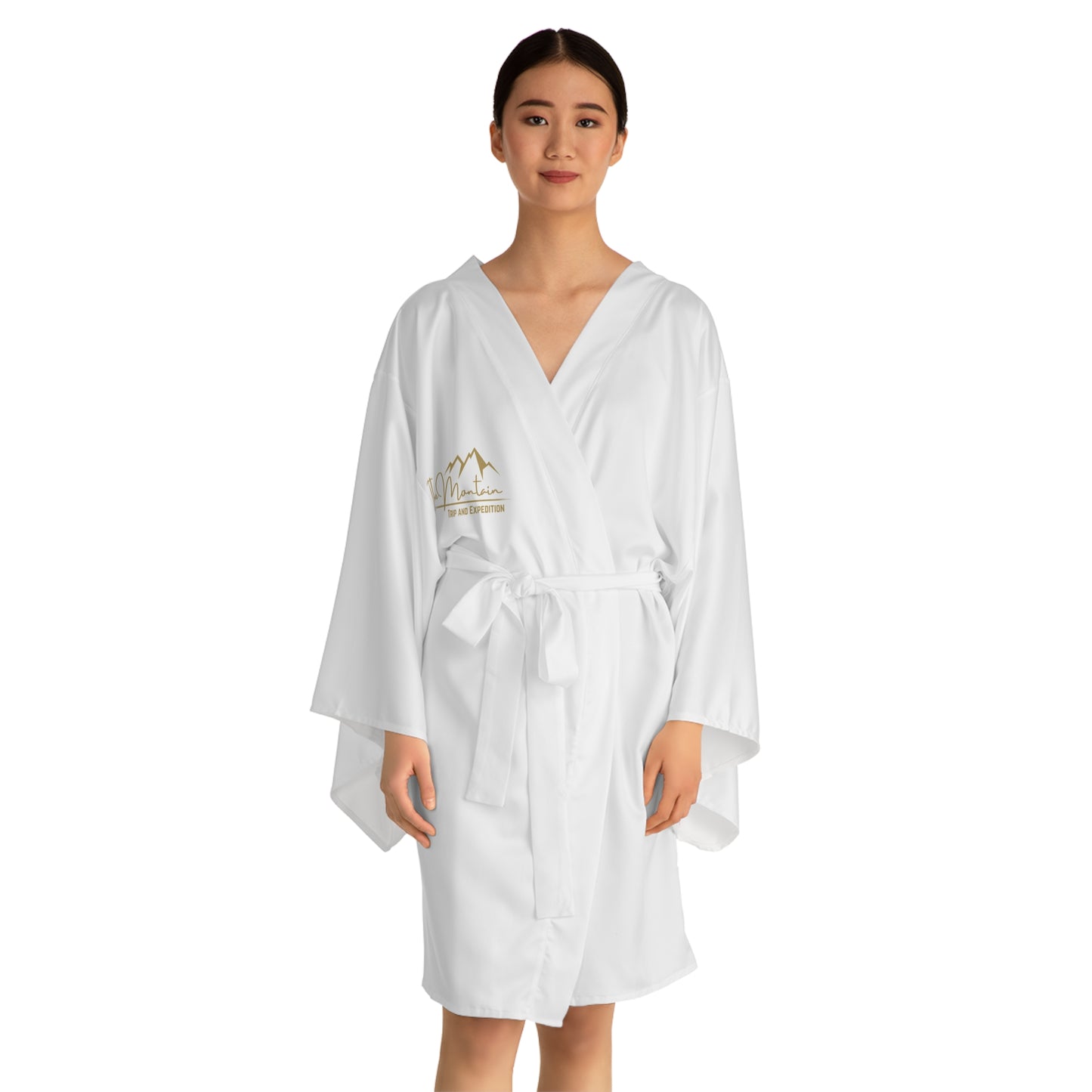 Elegant Long Sleeve Kimono Robe, Cozy Lounge Wear