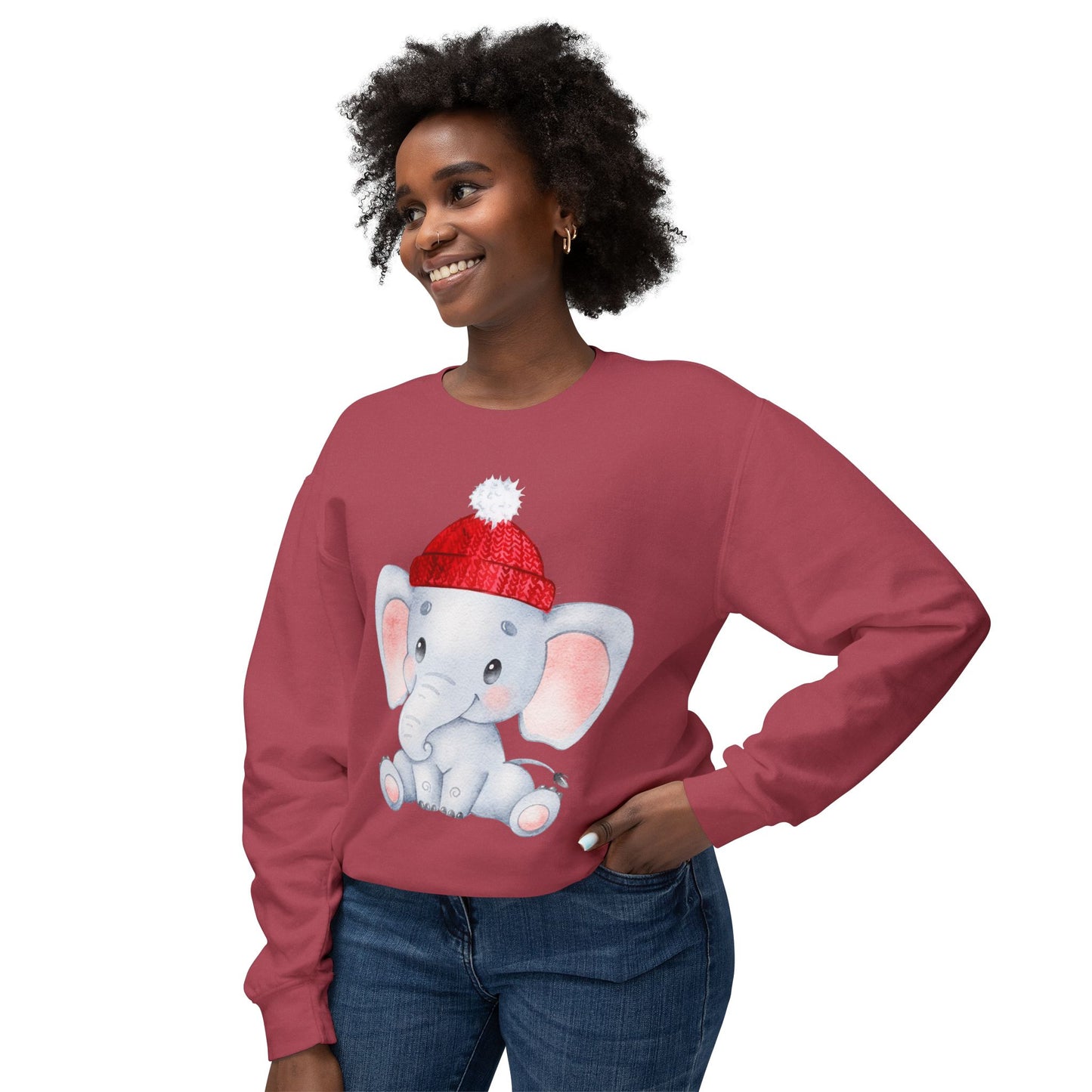 Adorable Elephant Crewneck Sweatshirt, Cute Unisex Sweatshirt, Cozy Lightweight Top