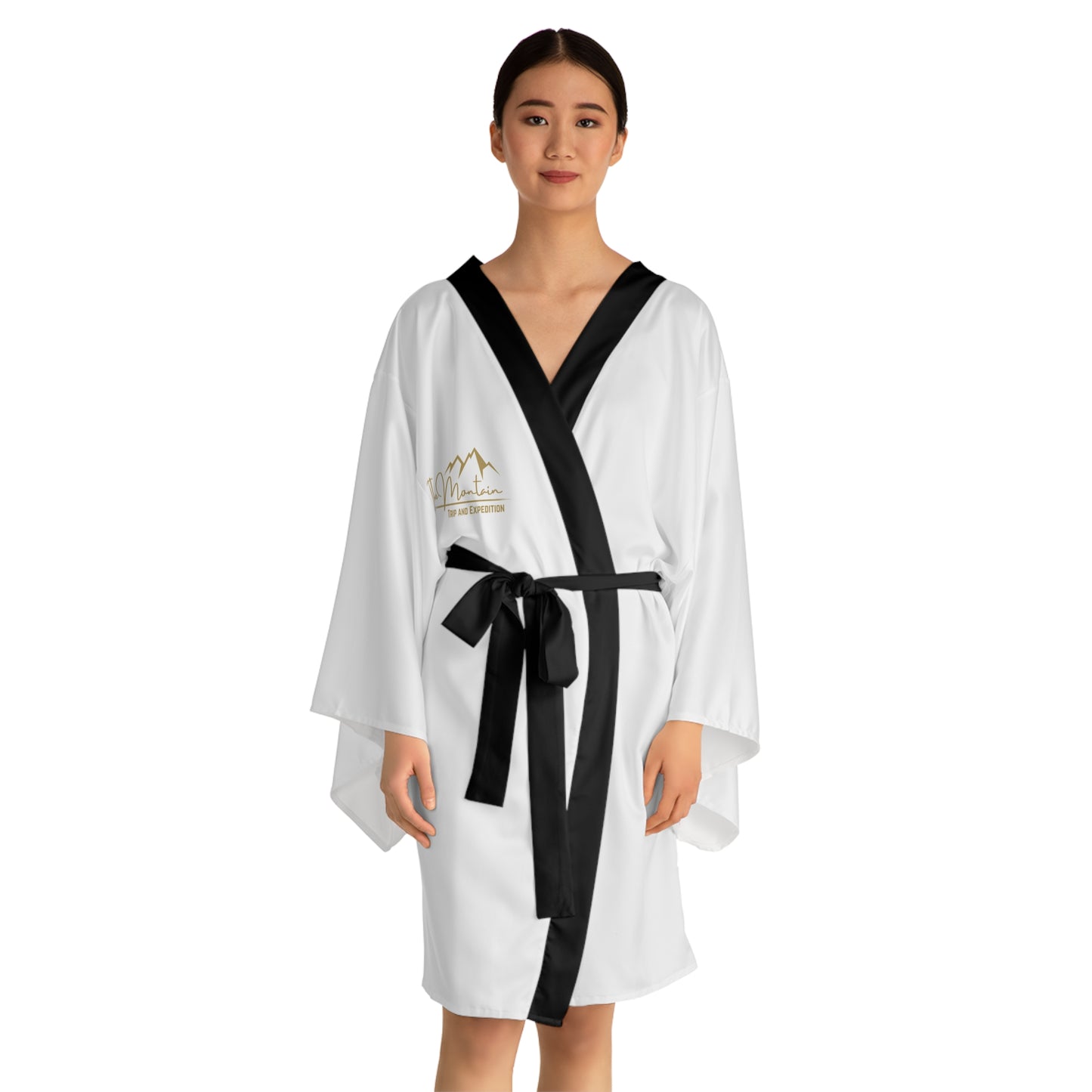 Elegant Long Sleeve Kimono Robe, Cozy Lounge Wear