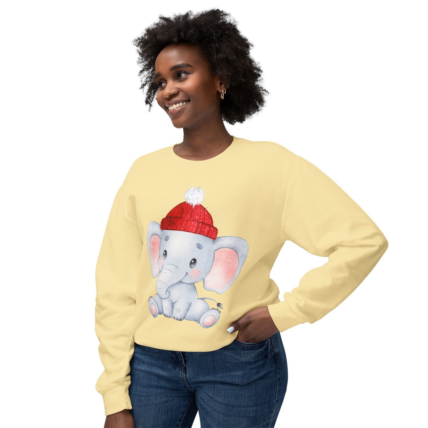 Adorable Elephant Crewneck Sweatshirt, Cute Unisex Sweatshirt, Cozy Lightweight Top