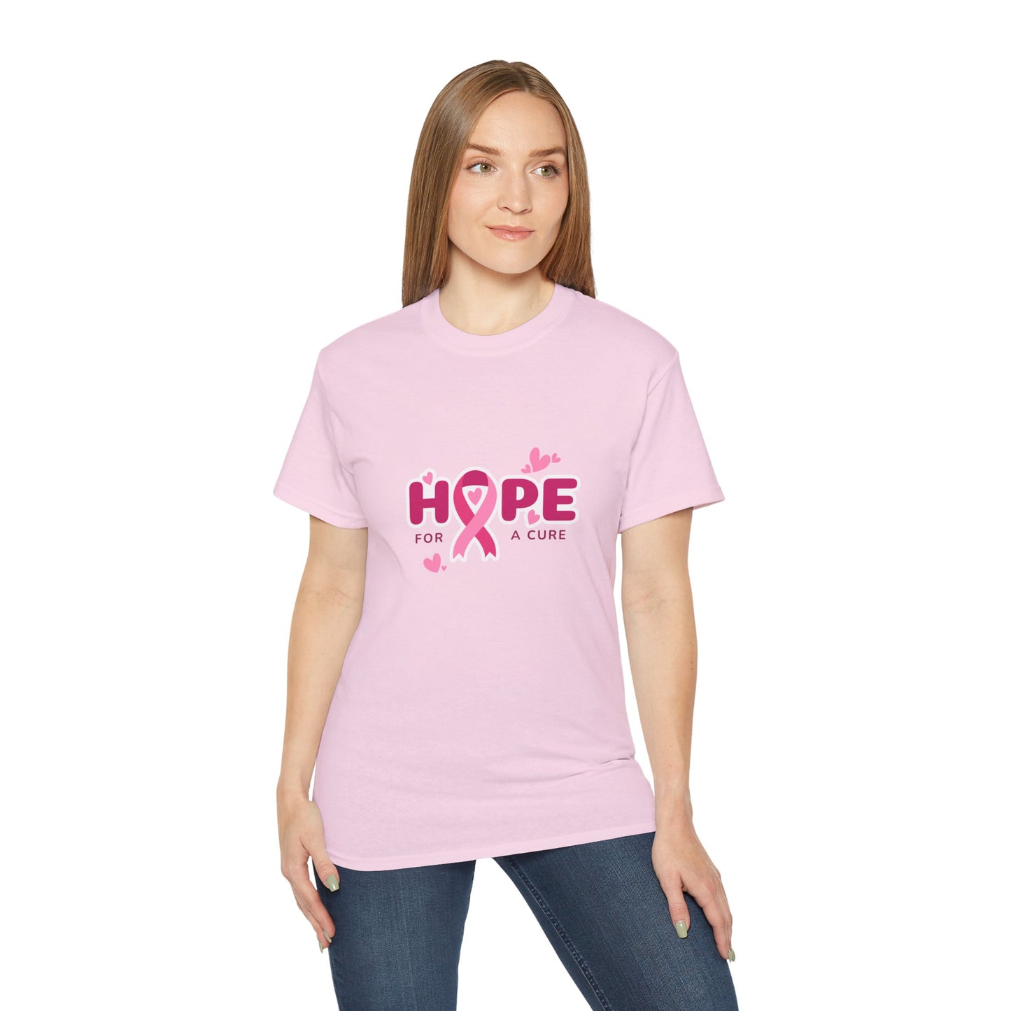 Hope for a Cure Tee, Breast Cancer Awareness Shirt, Cotton T-Shirt
