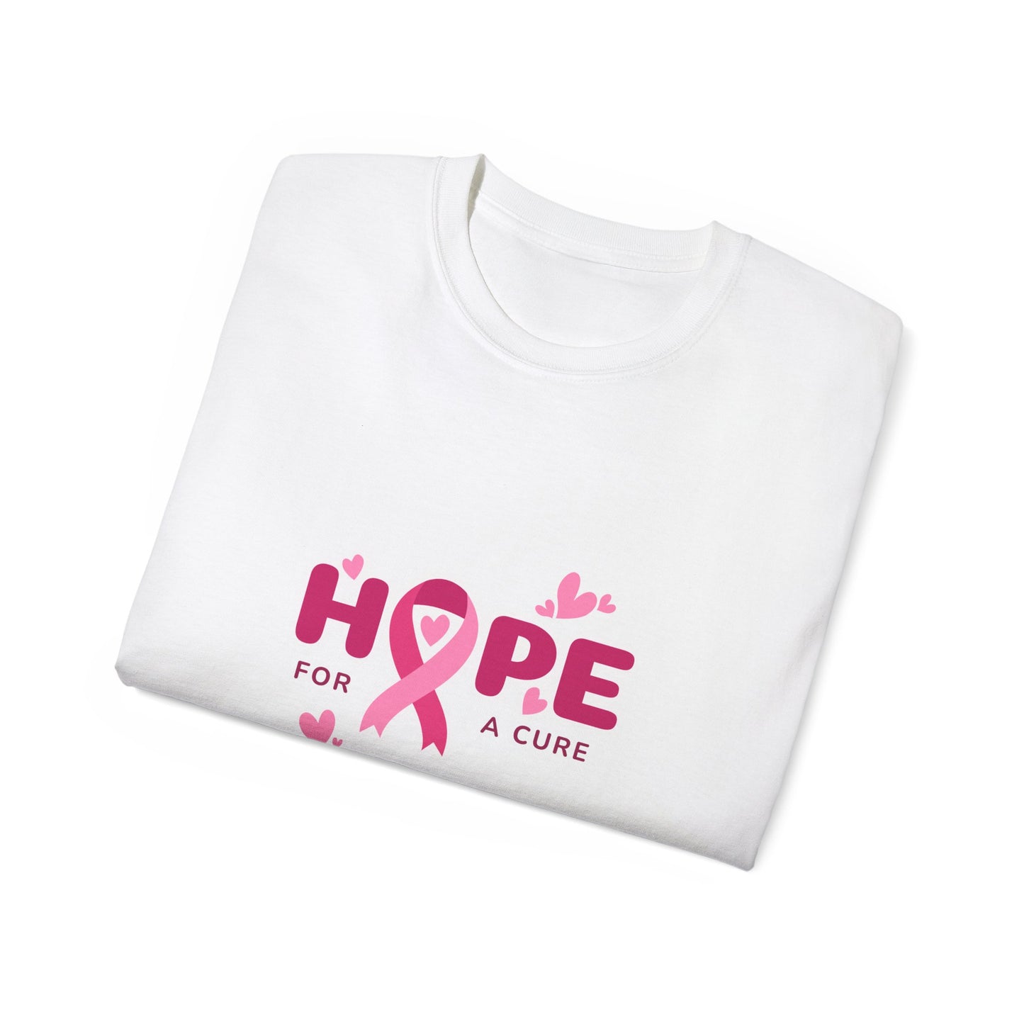 Hope for a Cure Tee, Breast Cancer Awareness Shirt, Cotton T-Shirt