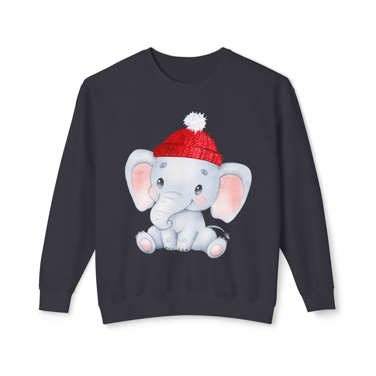 Adorable Elephant Crewneck Sweatshirt, Cute Unisex Sweatshirt, Cozy Lightweight Top Printify