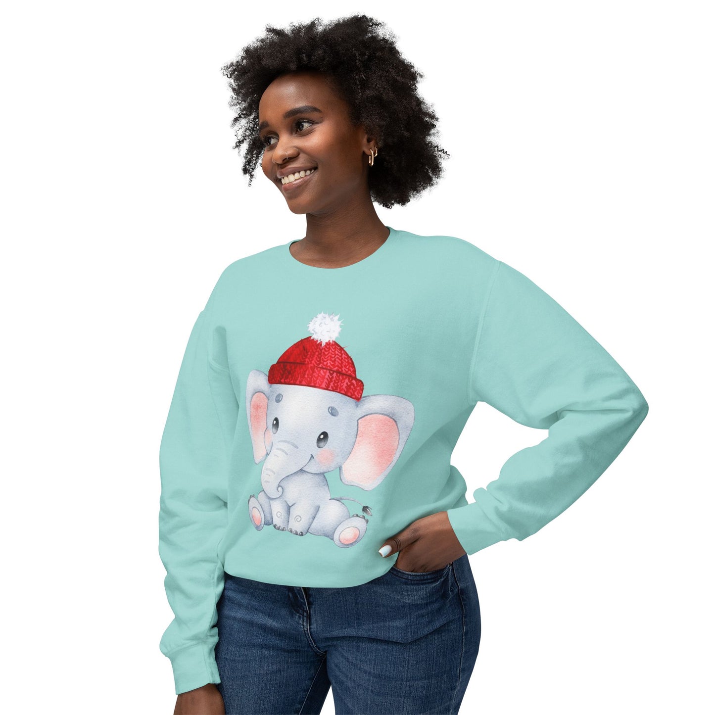 Adorable Elephant Crewneck Sweatshirt, Cute Unisex Sweatshirt, Cozy Lightweight Top