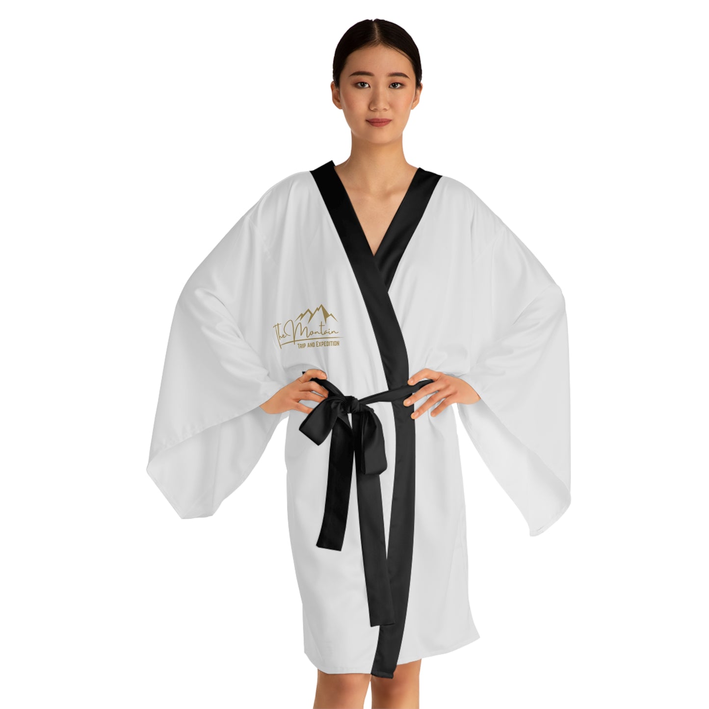 Elegant Long Sleeve Kimono Robe, Cozy Lounge Wear