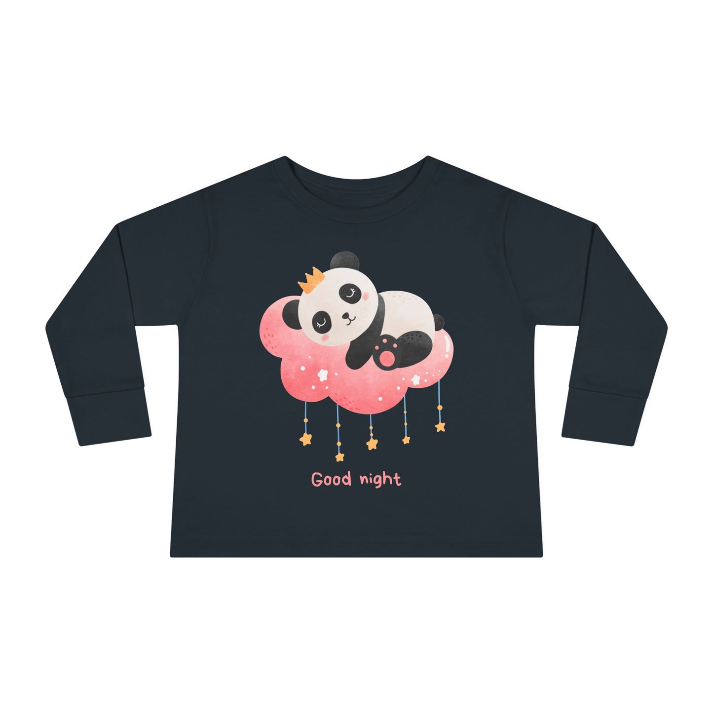 Cute Panda Toddler Long Sleeve Tee, Toddler Apparel, Goodnight Tee