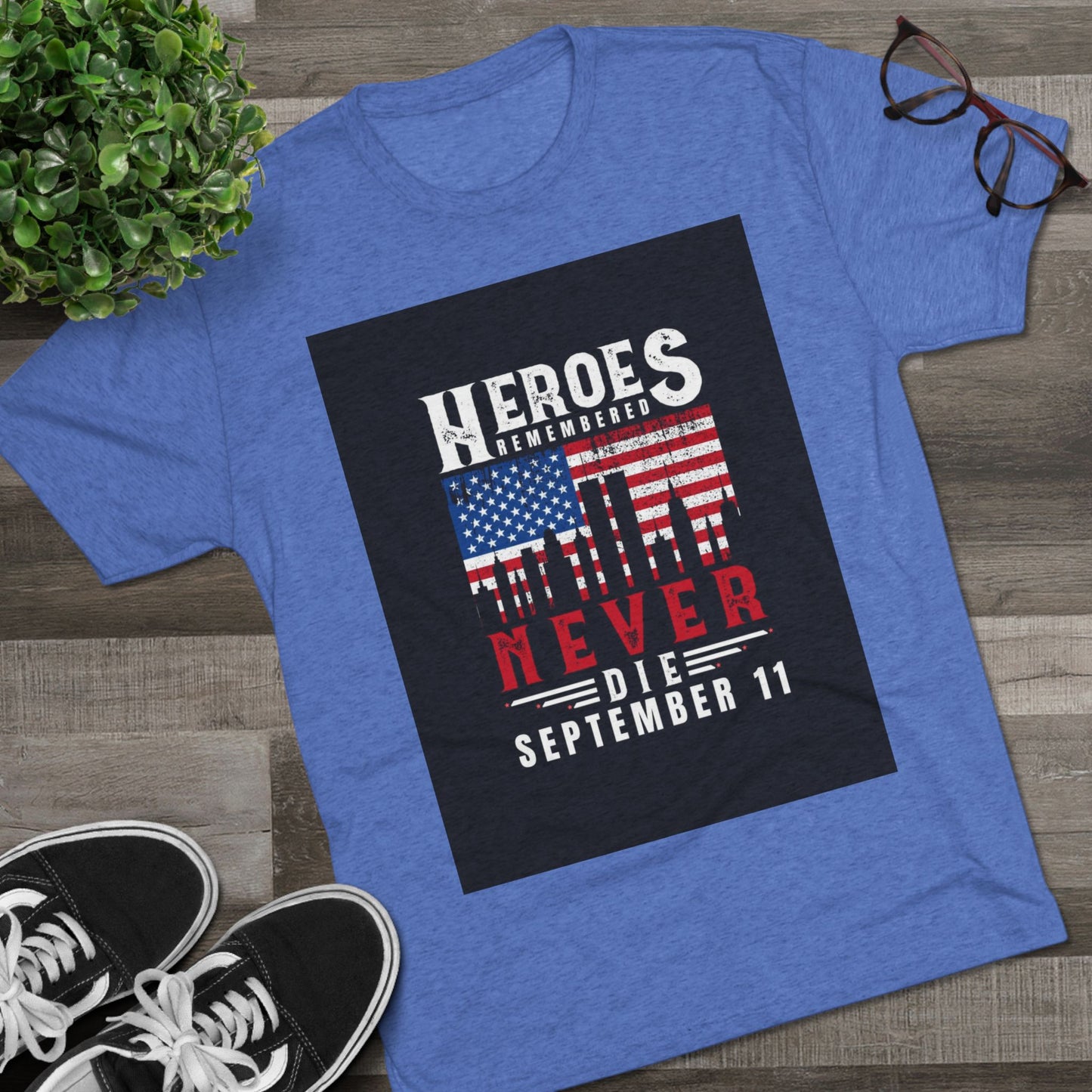 Heroes Remembered 9/11 Unisex Crew Tee, Patriot Tee, Memorial Shirt