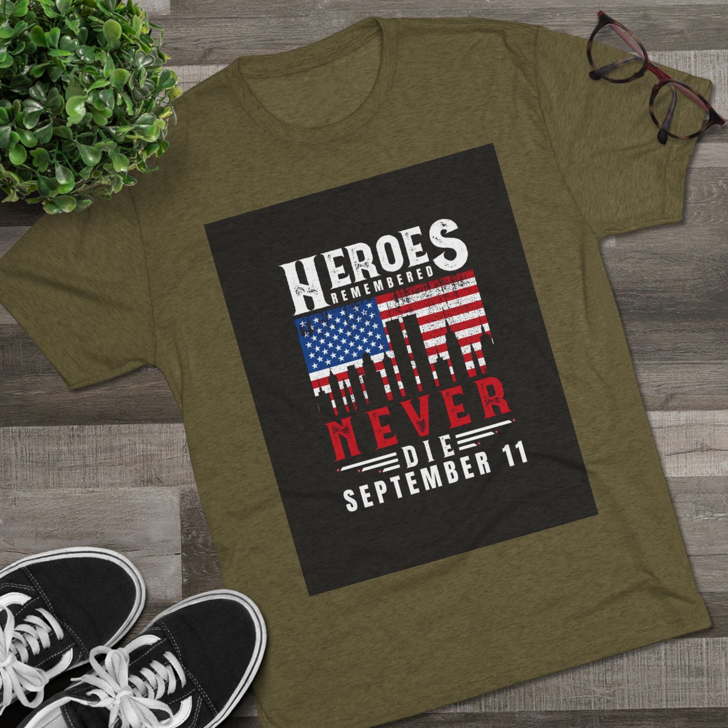 Heroes Remembered 9/11 Unisex Crew Tee, Patriot Tee, Memorial Shirt