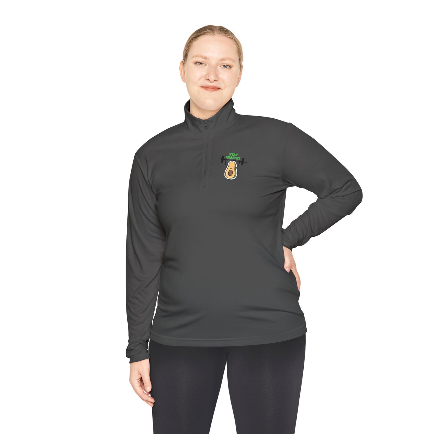 Fitness-Inspired Unisex Quarter-Zip Pullover - Casual Exercise Wear