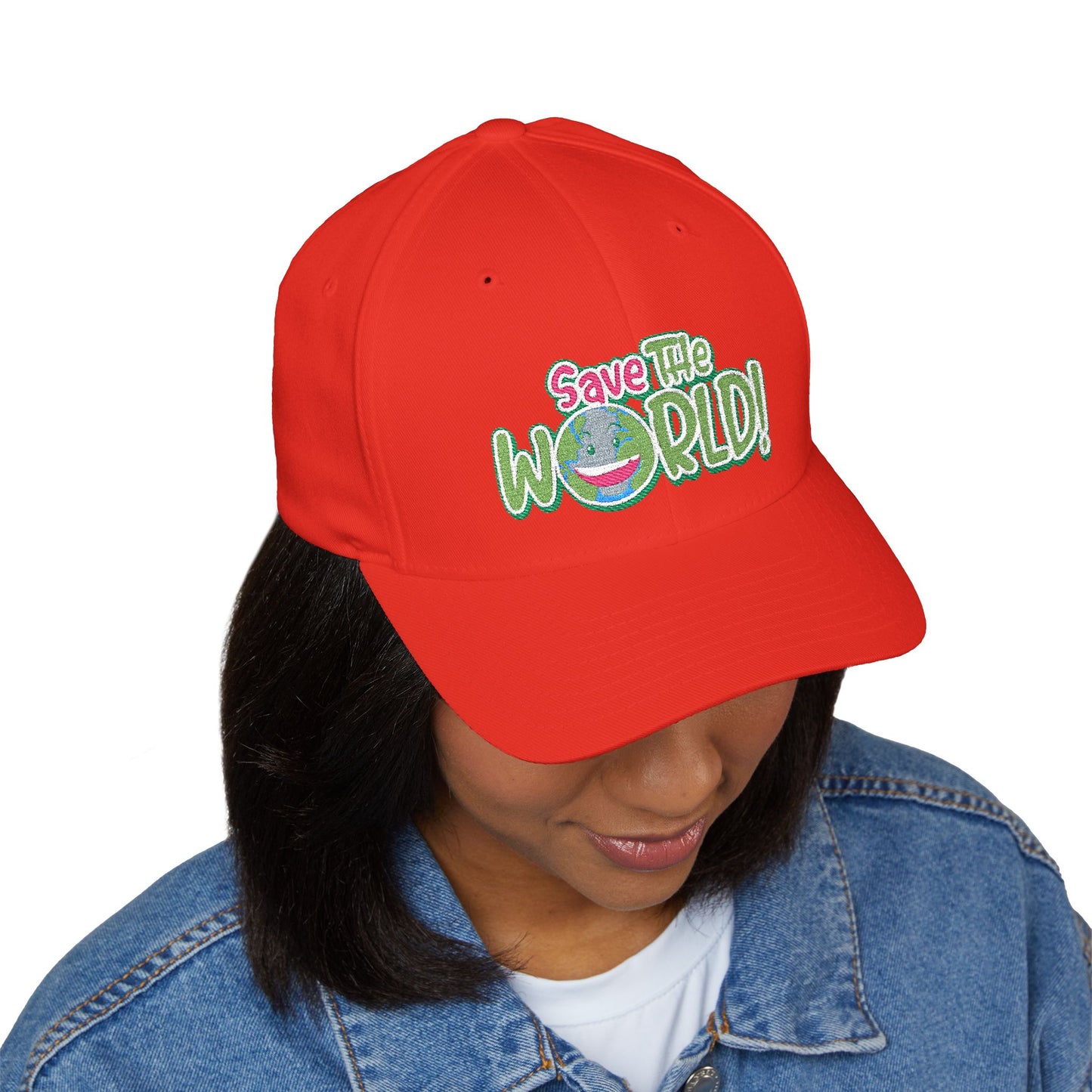 Eco-Friendly 'Save The World' Embroidered Cap, Sustainable Gift, Casual Style, Trendy Headwear