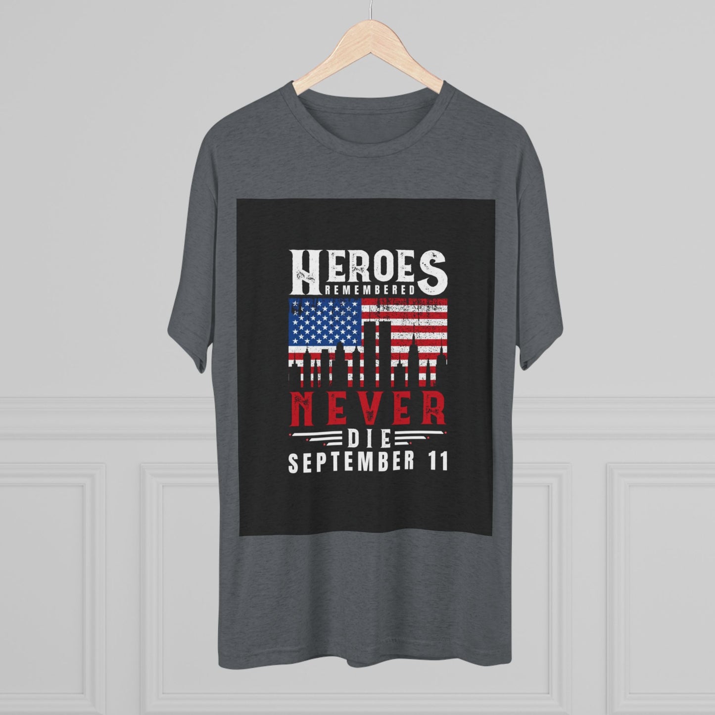 Heroes Remembered 9/11 Unisex Crew Tee, Patriot Tee, Memorial Shirt