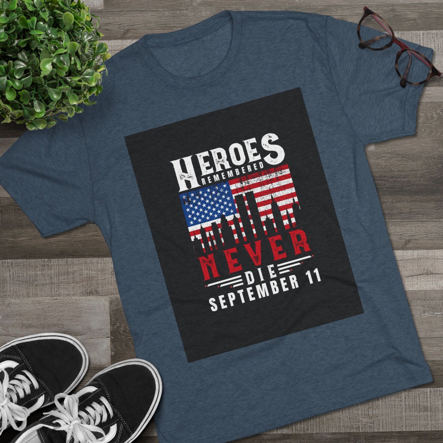 Heroes Remembered 9/11 Unisex Crew Tee, Patriot Tee, Memorial Shirt