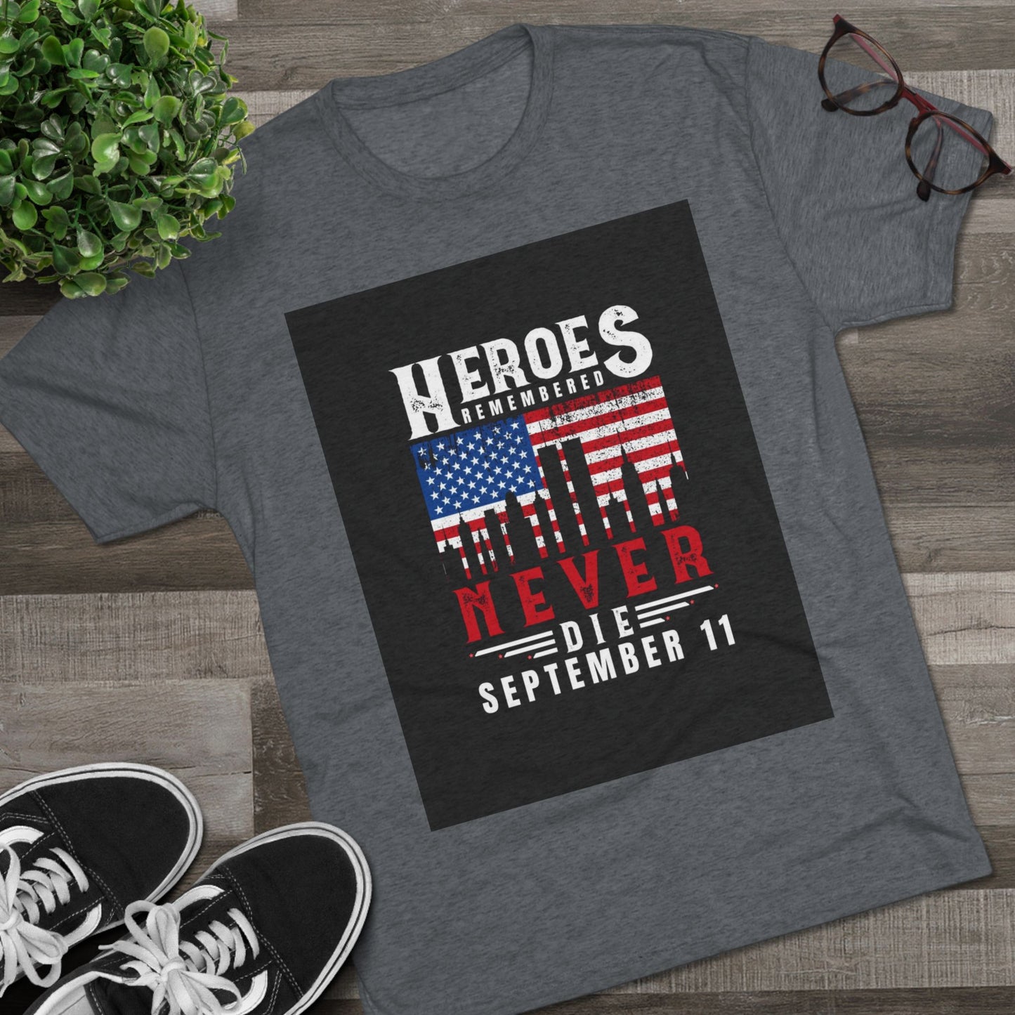 Heroes Remembered 9/11 Unisex Crew Tee, Patriot Tee, Memorial Shirt