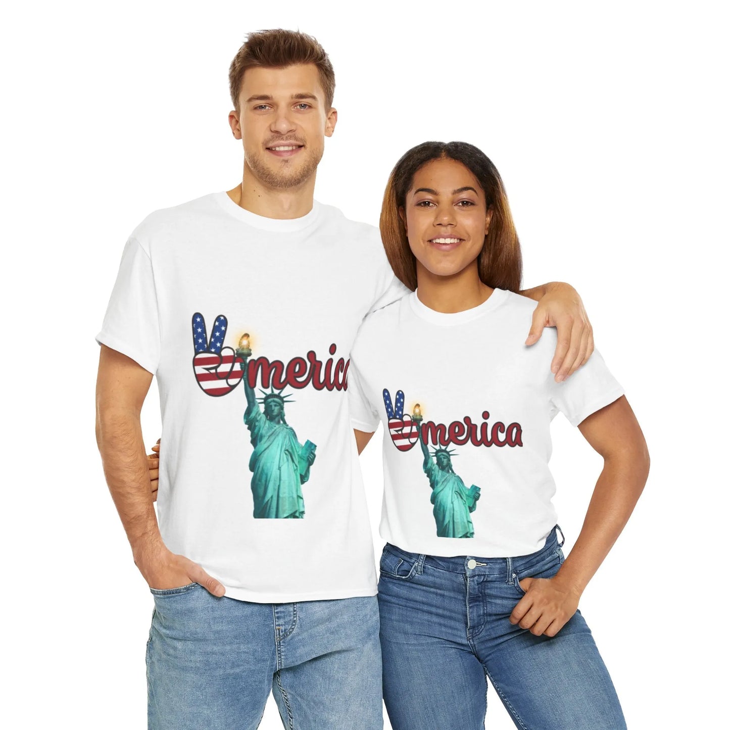 Patriotic Peace Tee, Unisex Cotton T-Shirt, Casual Wear, Gift for Americans Printify Patriotic Peace Tee, Unisex Cotton T-Shirt, Casual Wear, Gift for Americans Printify