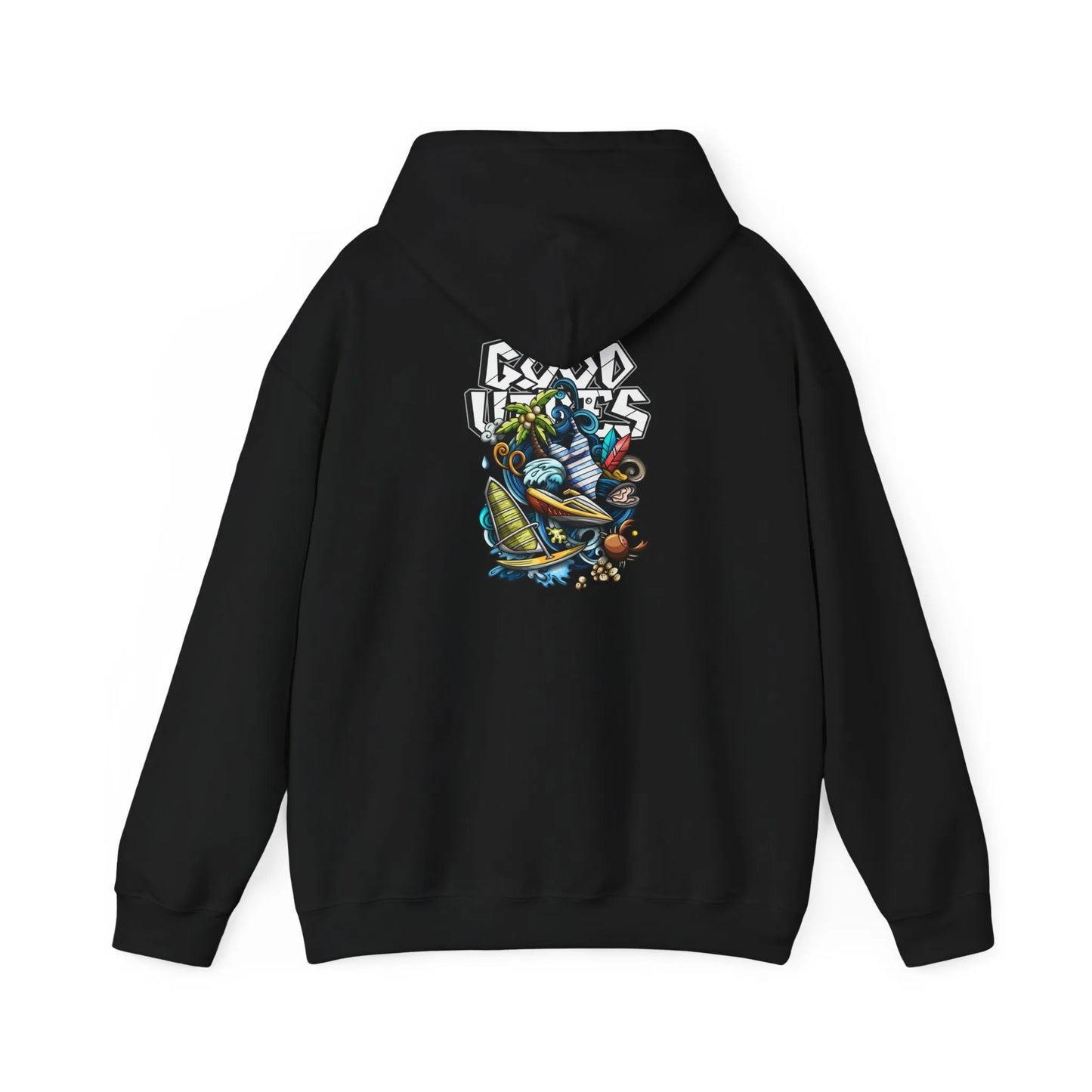 Good Vibes Graffiti Hoodie Sweatshirt, Cozy, Casual Gift, Relaxation Apparel Printify Good Vibes Graffiti Hoodie Sweatshirt, Cozy, Casual Gift, Relaxation Apparel Printify