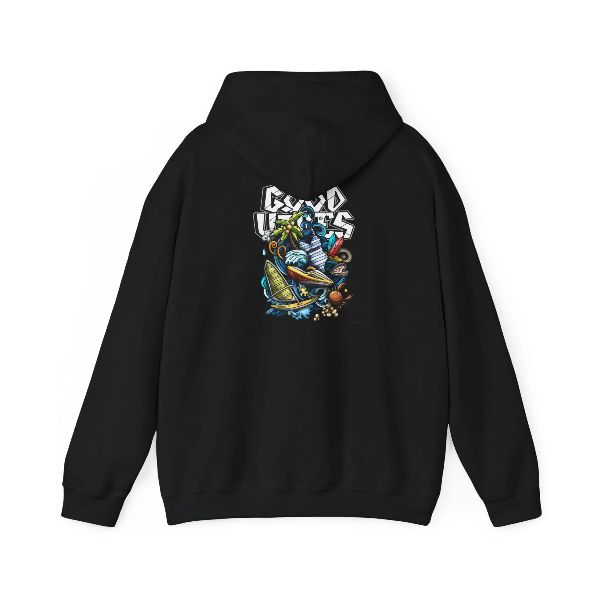 Good Vibes Graffiti Hoodie Sweatshirt, Cozy, Casual Gift, Relaxation Apparel Printify Good Vibes Graffiti Hoodie Sweatshirt, Cozy, Casual Gift, Relaxation Apparel Printify