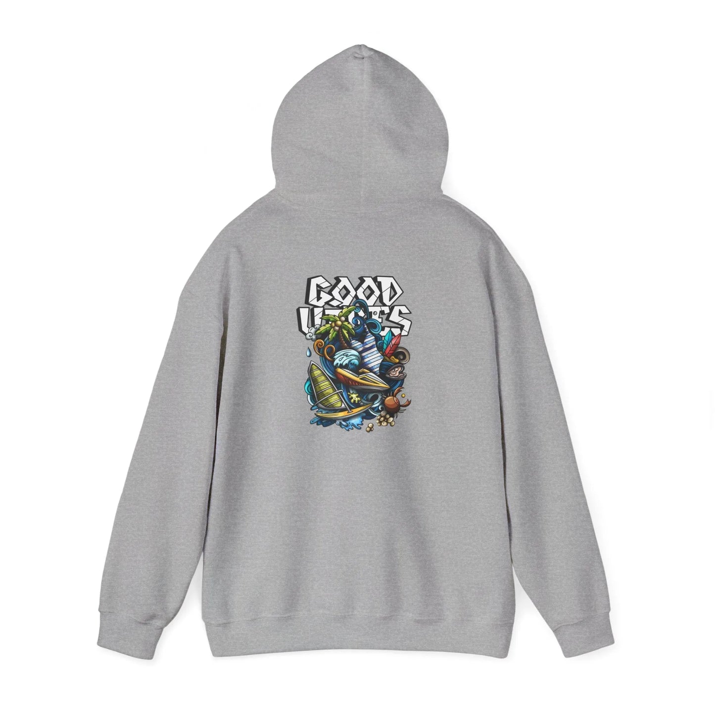 Good Vibes Graffiti Hoodie Sweatshirt, Cozy, Casual Gift, Relaxation Apparel Printify Good Vibes Graffiti Hoodie Sweatshirt, Cozy, Casual Gift, Relaxation Apparel Printify