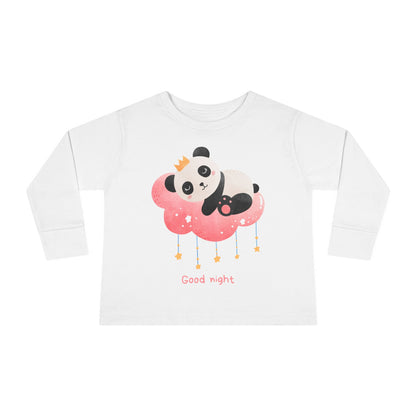 Cute Panda Toddler Long Sleeve Tee, Toddler Apparel, Goodnight Tee