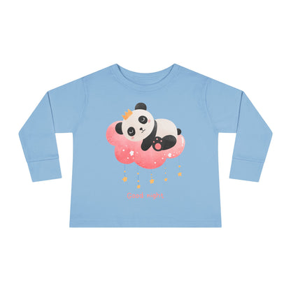 Cute Panda Toddler Long Sleeve Tee, Toddler Apparel, Goodnight Tee
