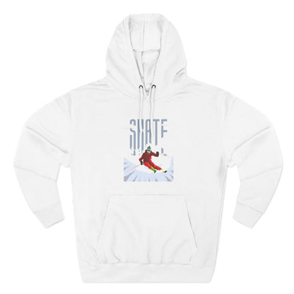 Skiing Fleece Hoodie, Cozy Winter Apparel, Outdoor Sports Gear, Snowboarding Holiday Wear Printify