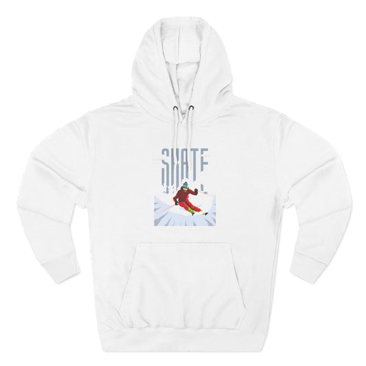 Skiing Fleece Hoodie, Cozy Winter Apparel, Outdoor Sports Gear, Snowboarding Holiday Wear Printify