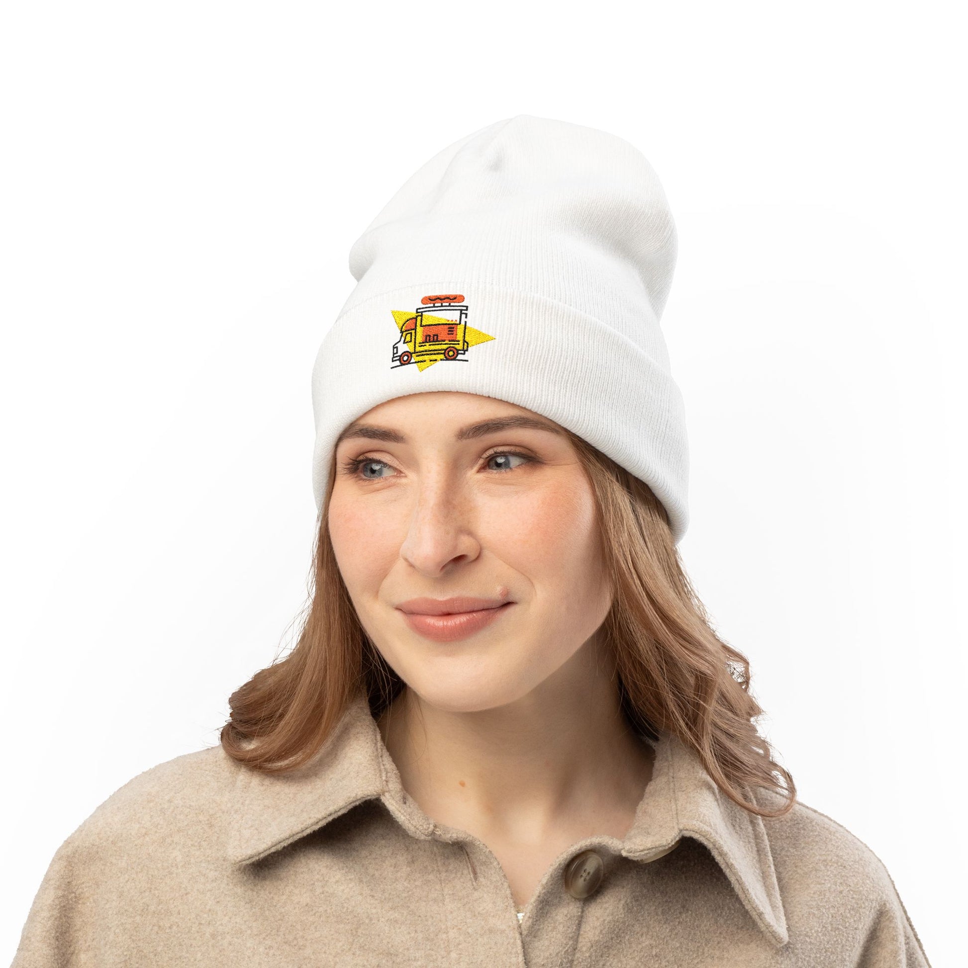Embroidered Food Truck Beanie - Cozy Knit , Winter Accessory, Casual Outing Printify