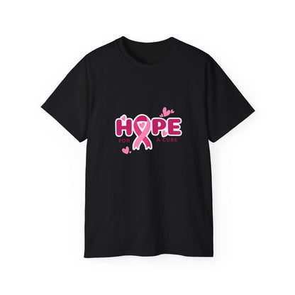 Hope for a Cure Tee, Breast Cancer Awareness Shirt, Cotton T-Shirt