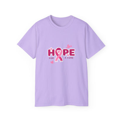Hope for a Cure Tee, Breast Cancer Awareness Shirt, Cotton T-Shirt