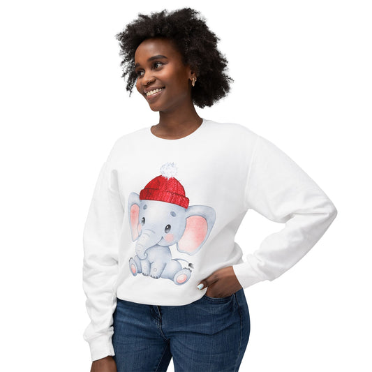 Adorable Elephant Crewneck Sweatshirt, Cute Unisex Sweatshirt, Cozy Lightweight Top