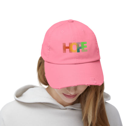 Unisex Distressed Cap with 'HOPE' Design - Trendy Adjustable Hat for Everyday Wear