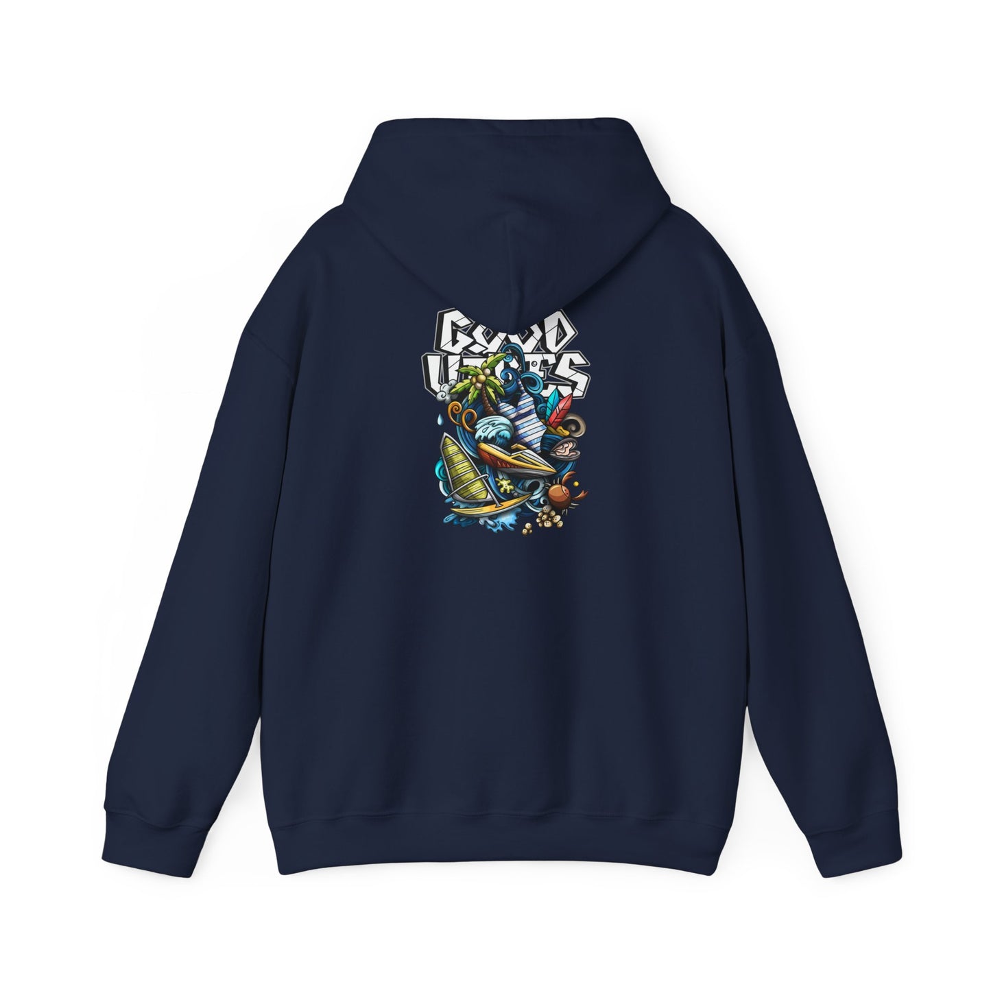 Good Vibes Graffiti Hoodie Sweatshirt, Cozy, Casual Gift, Relaxation Apparel Printify