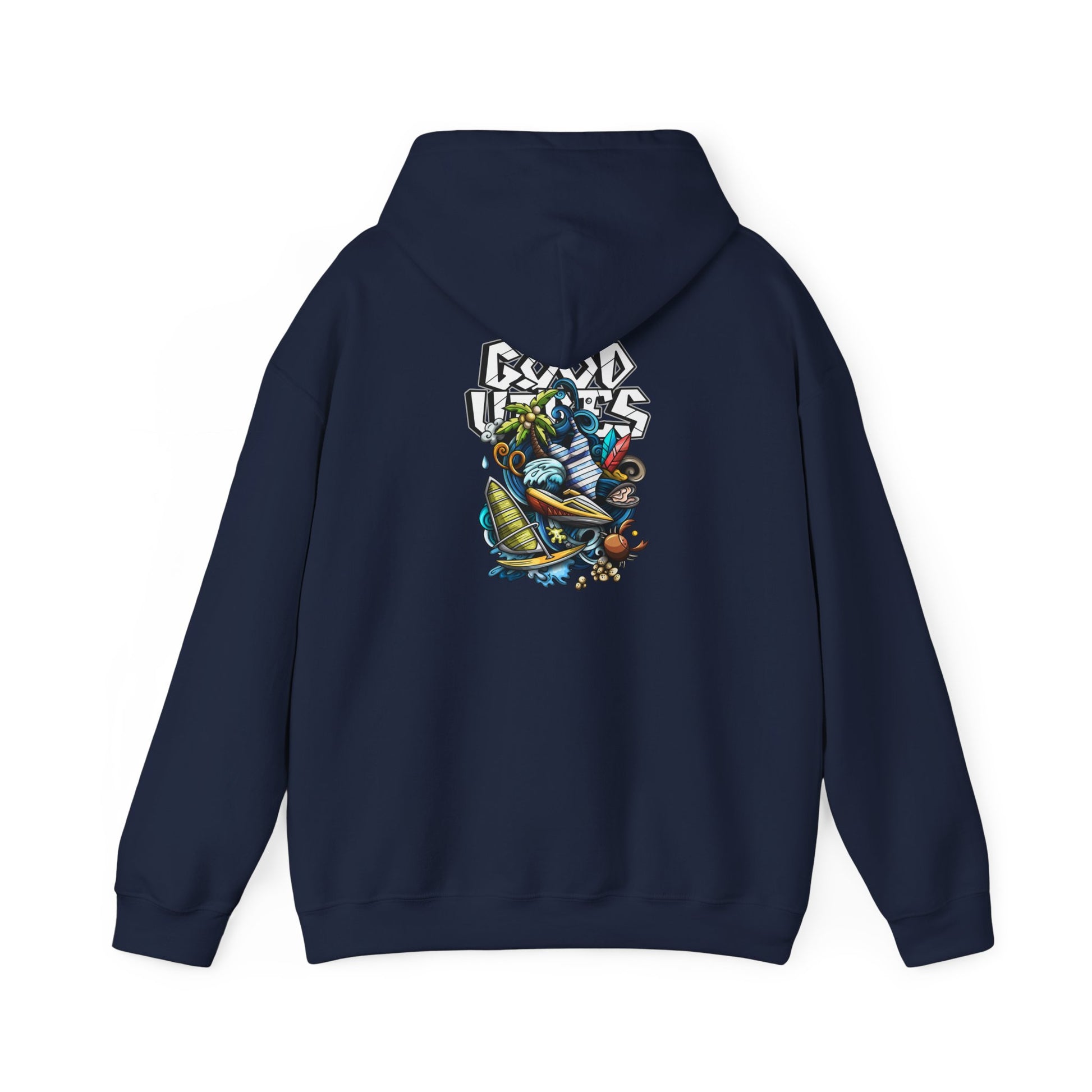Good Vibes Graffiti Hoodie Sweatshirt, Cozy, Casual Gift, Relaxation Apparel Printify
