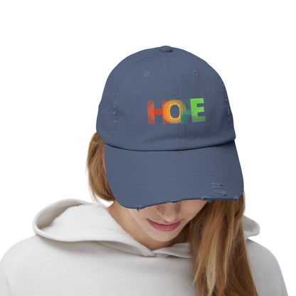Unisex Distressed Cap with 'HOPE' Design - Trendy Adjustable Hat for Everyday Wear