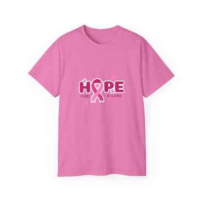 Hope for a Cure Tee, Breast Cancer Awareness Shirt, Cotton T-Shirt