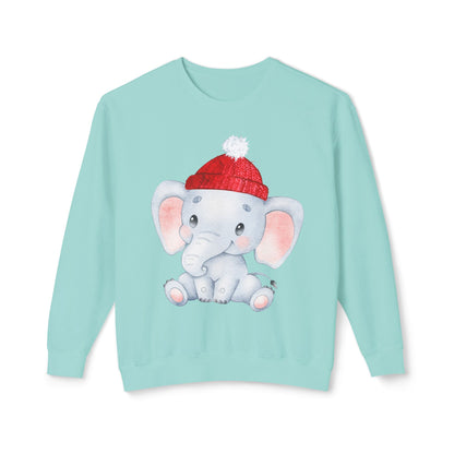 Adorable Elephant Crewneck Sweatshirt, Cute Unisex Sweatshirt, Cozy Lightweight Top