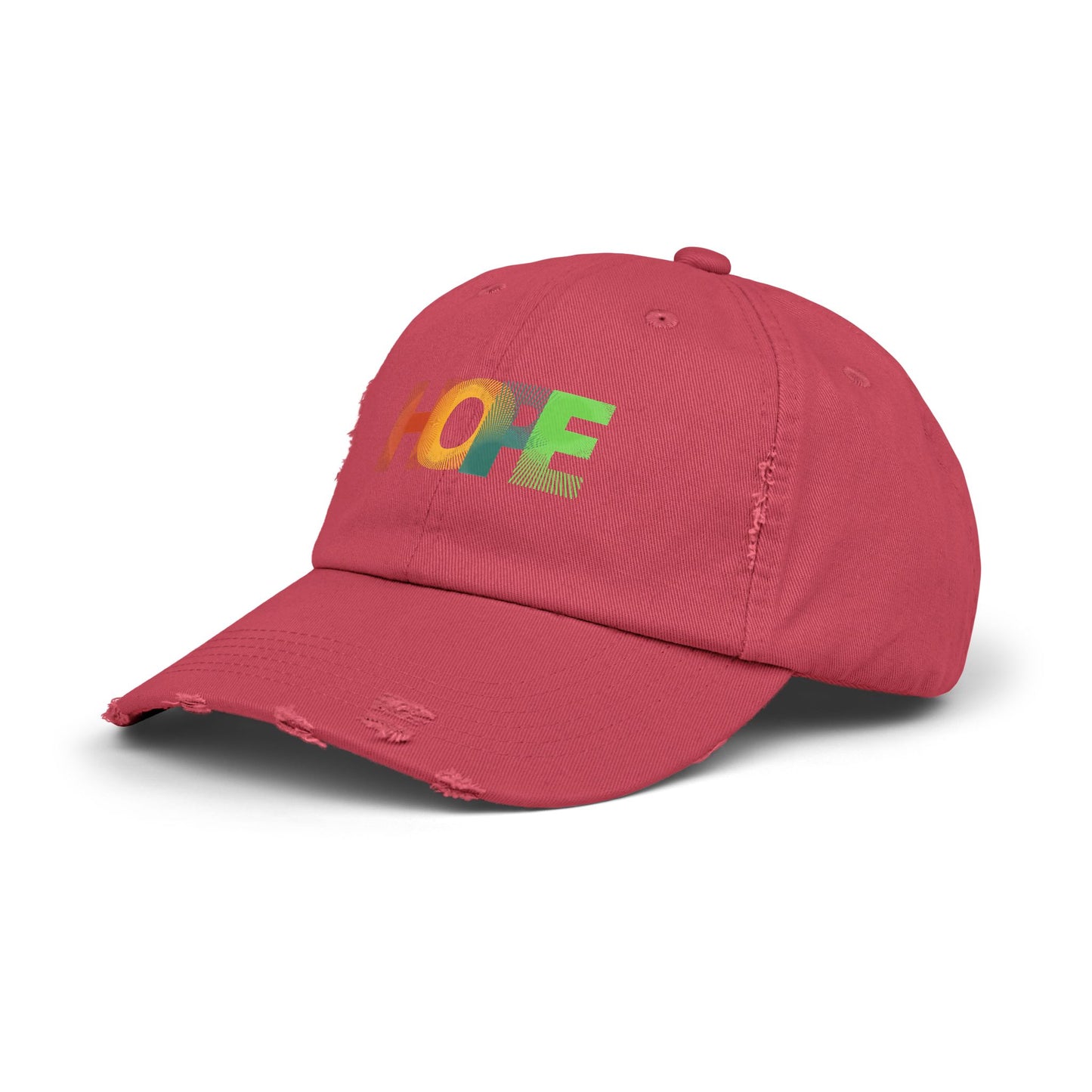 Unisex Distressed Cap with 'HOPE' Design - Trendy Adjustable Hat for Everyday Wear Printify