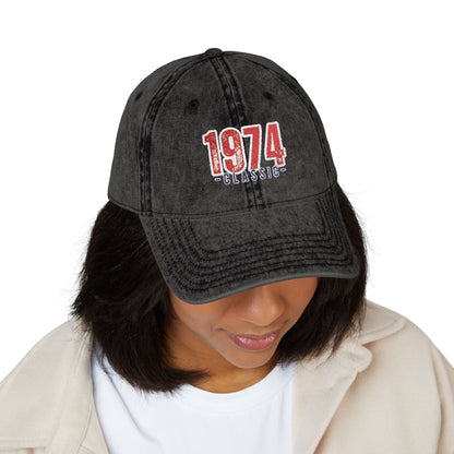 Vintage Embroidered Cap, Retro 1974 Baseball Hat, Unisex Adjustable Hat, Perfect for Casual Wear
