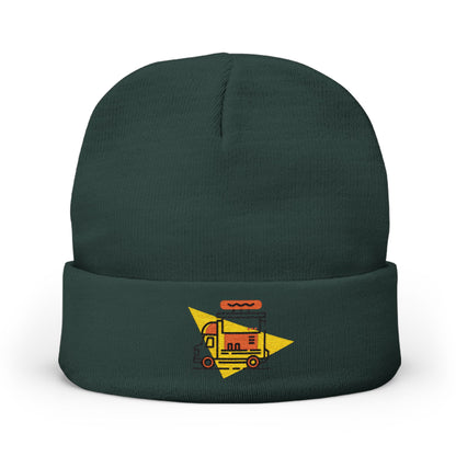 Embroidered Food Truck Beanie - Cozy Knit , Winter Accessory, Casual Outing