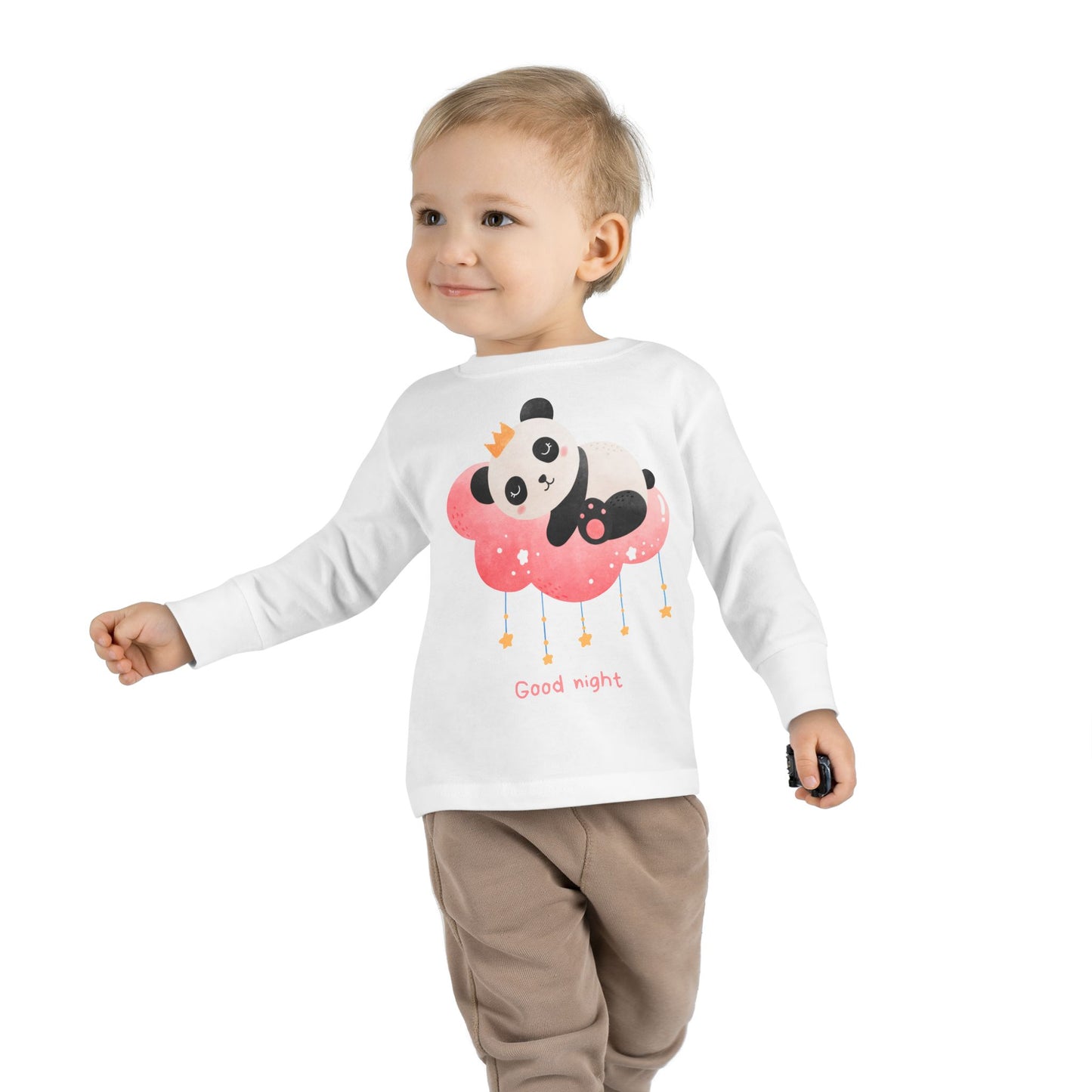 Cute Panda Toddler Long Sleeve Tee, Toddler Apparel, Goodnight Tee