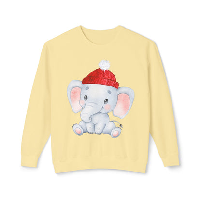 Adorable Elephant Crewneck Sweatshirt, Cute Unisex Sweatshirt, Cozy Lightweight Top