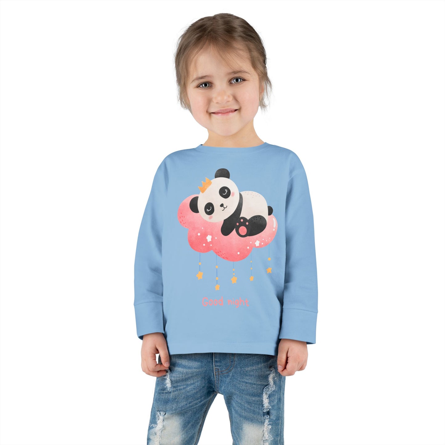 Cute Panda Toddler Long Sleeve Tee, Toddler Apparel, Goodnight Tee