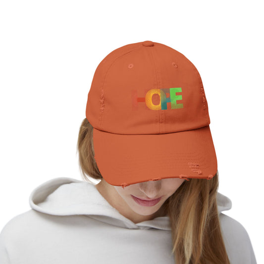 Unisex Distressed Cap with 'HOPE' Design - Trendy Adjustable Hat for Everyday Wear