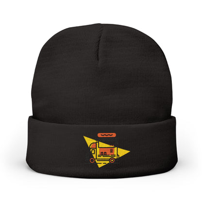 Embroidered Food Truck Beanie - Cozy Knit , Winter Accessory, Casual Outing