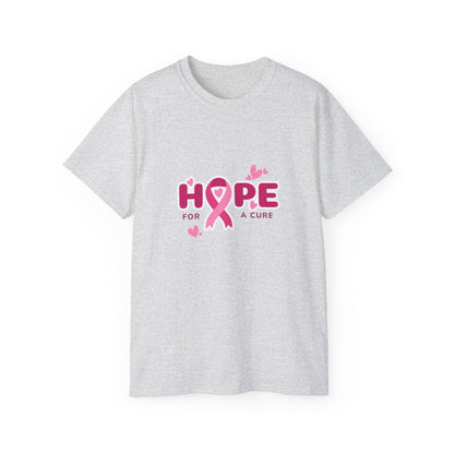 Hope for a Cure Tee, Breast Cancer Awareness Shirt, Cotton T-Shirt