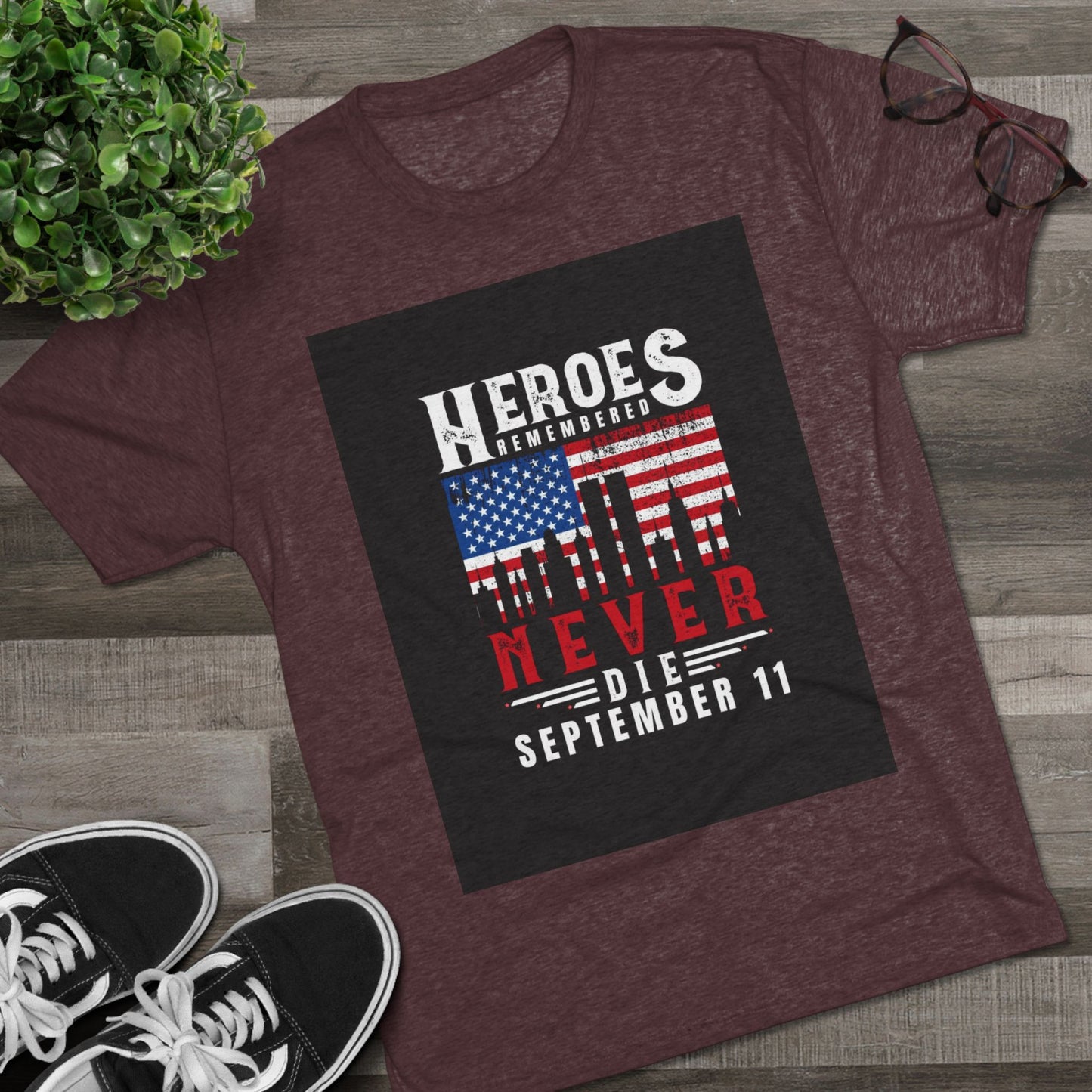 Heroes Remembered 9/11 Unisex Crew Tee, Patriot Tee, Memorial Shirt