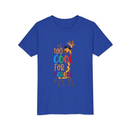 Youth Short Sleeve Tee, 'Too Cool for School' Kids T-shirt, Perfect for Back to School, Casual Wear