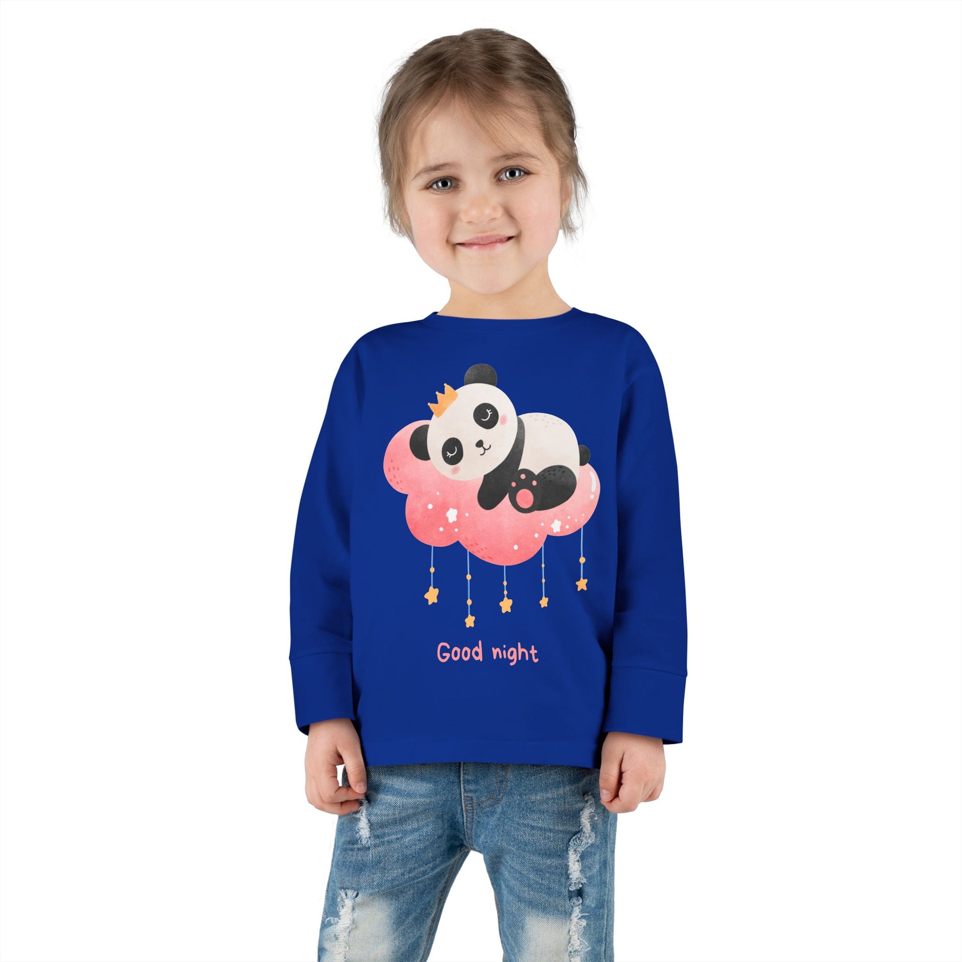 Cute Panda Toddler Long Sleeve Tee, Toddler Apparel, Goodnight Tee Printify