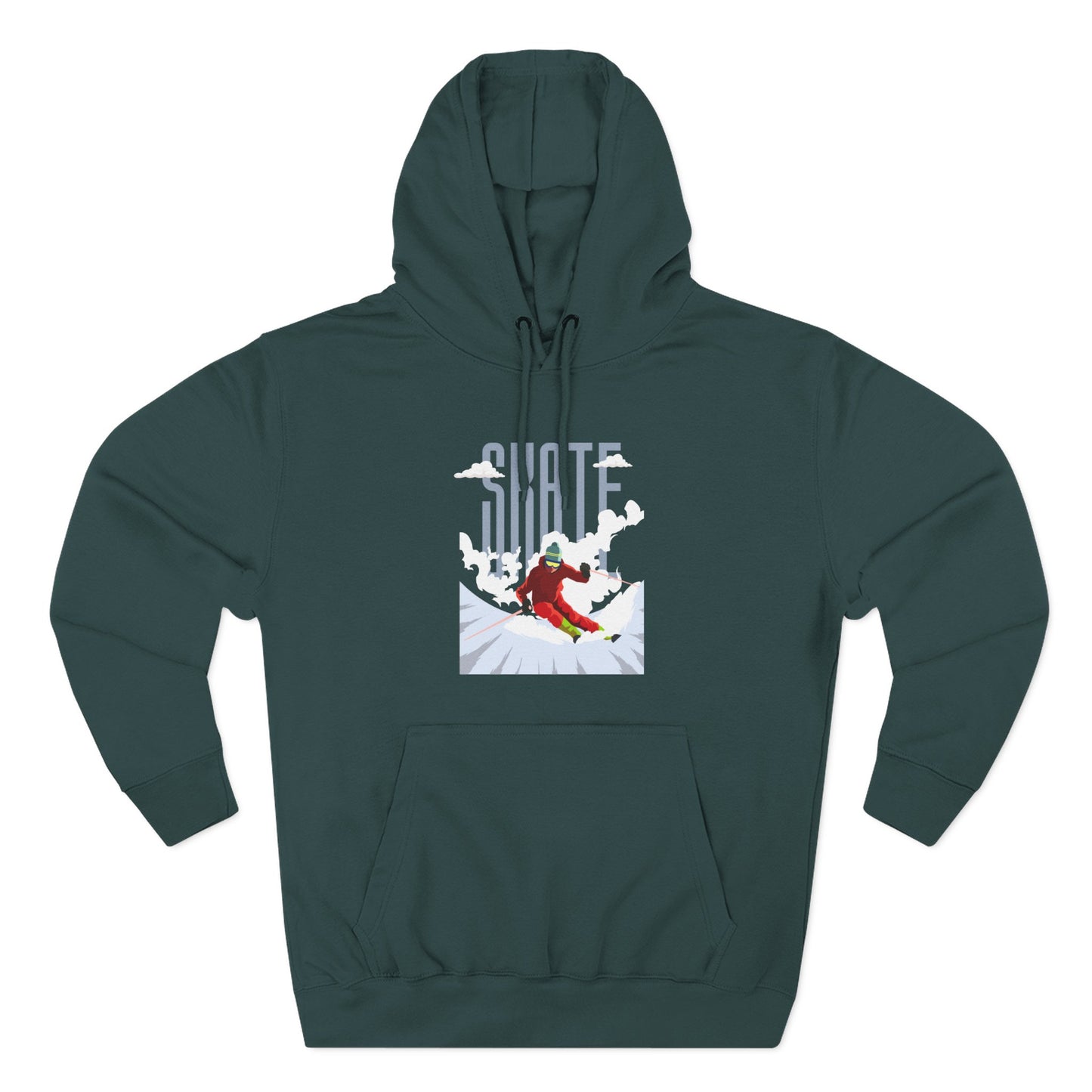 Skiing Fleece Hoodie, Cozy Winter Apparel, Outdoor Sports Gear, Snowboarding Holiday Wear Printify