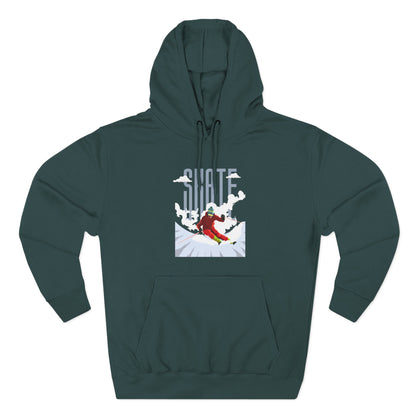 Skiing Fleece Hoodie, Cozy Winter Apparel, Outdoor Sports Gear, Snowboarding Holiday Wear Printify